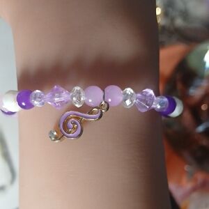 Elegant Purple Beaded Bracelet with Gold Charm